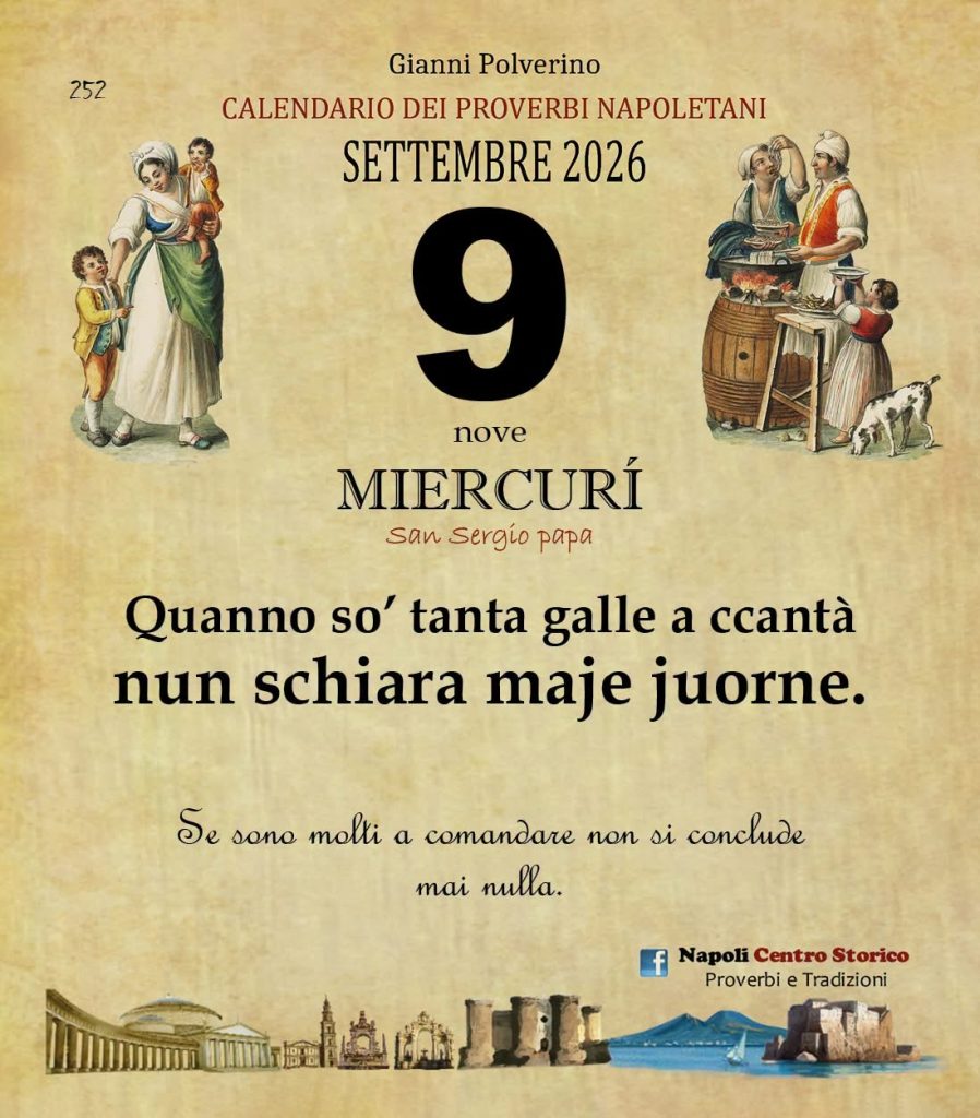 O PRUVERBIO D O JUORNO. Mercoledì 9 settembre 2026
