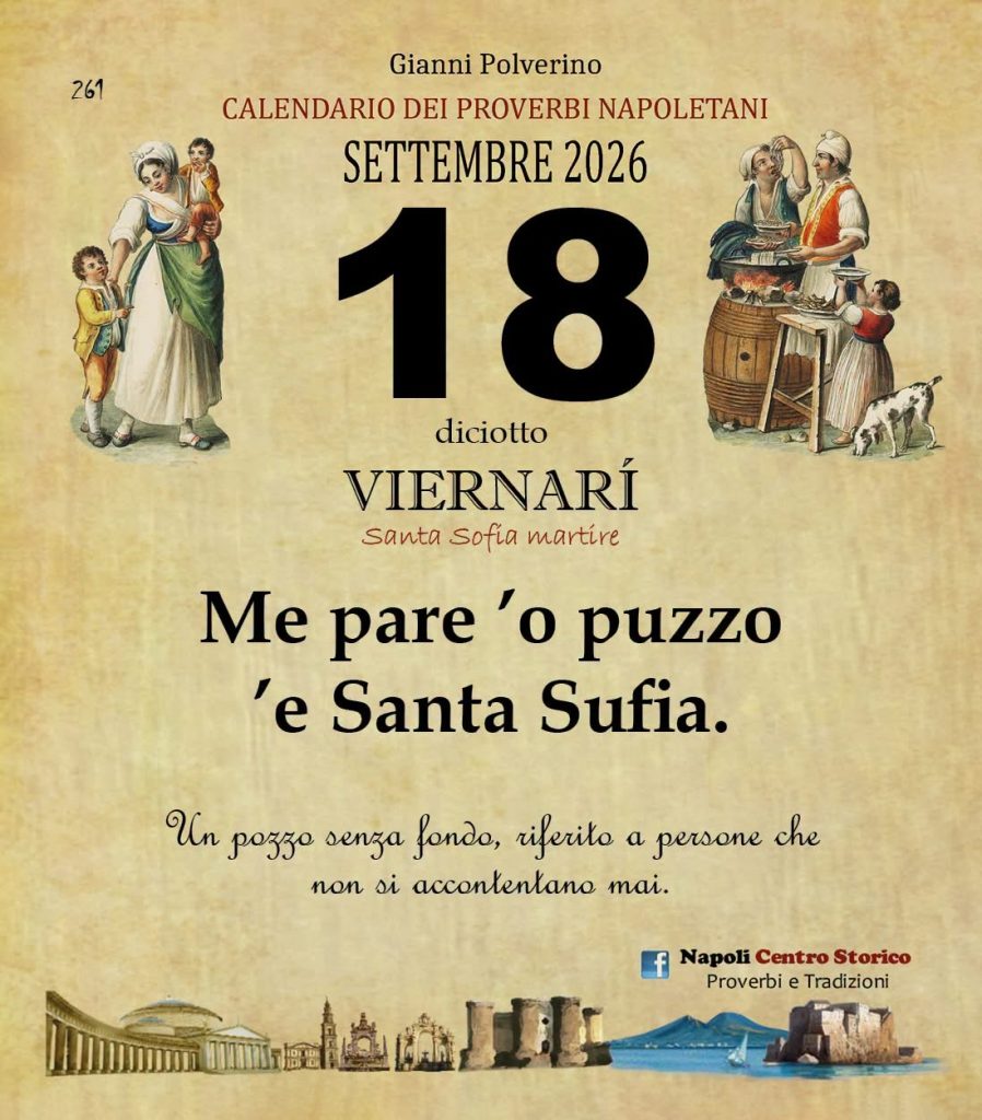 O PRUVERBIO D O JUORNO. Venerdì 18 settembre 2026