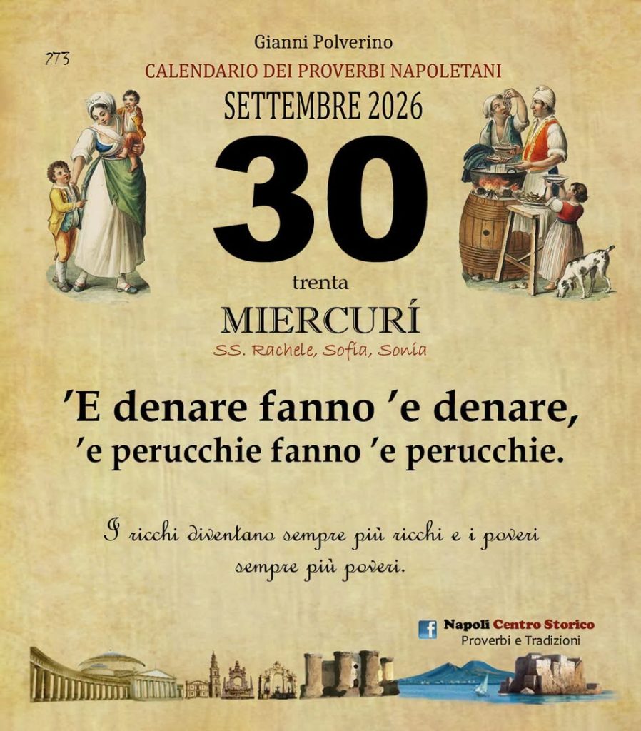 O Pruverbio d’ ‘o juorno. Mercoledì 30 settembre 2026