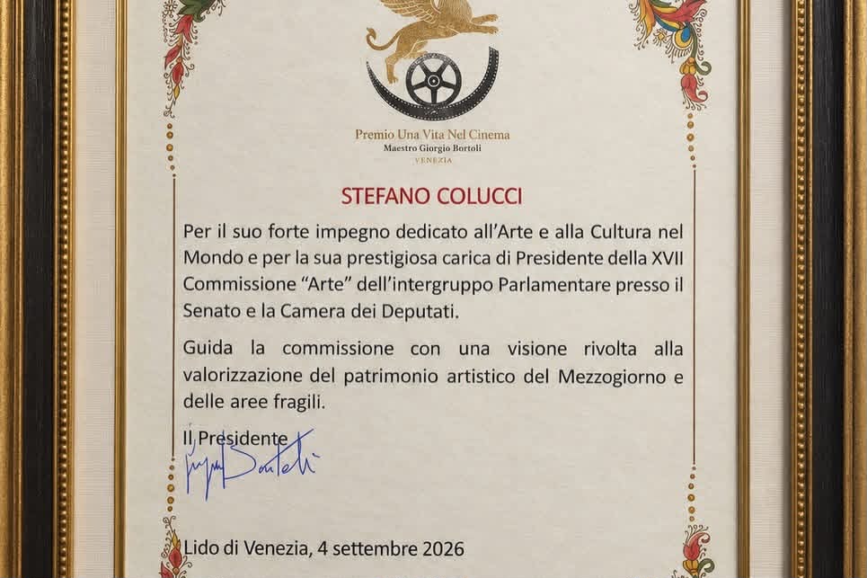 Sirignano: Stefano Colucci premiato a Venezia per il suo impegno nell’arte e nella cultura Sirignano: Stefano Colucci premiato a Venezia per il suo impegno nell’arte e nella cultura