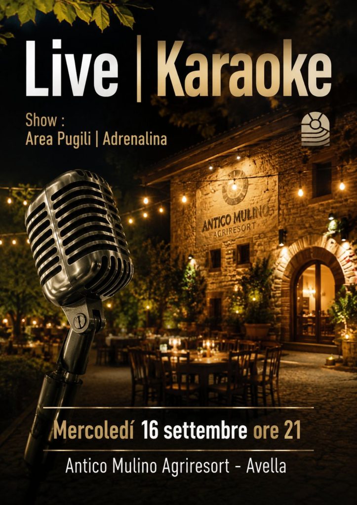 Avella si veste di bianco e canta: il 16 settembre allAntico Mulino arriva il live Area Pugili e il karaoke di Mr Ettore
