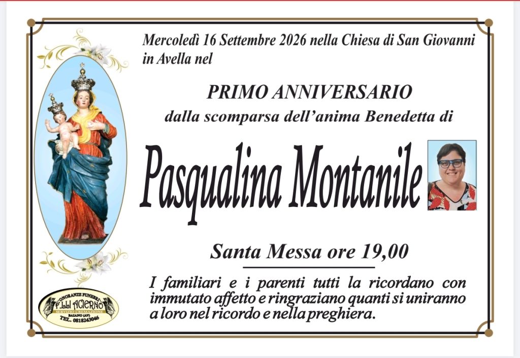 Avella ricorda Pasqualina Montanile nel primo anniversario della sua scomparsa Avella ricorda Pasqualina Montanile nel primo anniversario della sua scomparsa