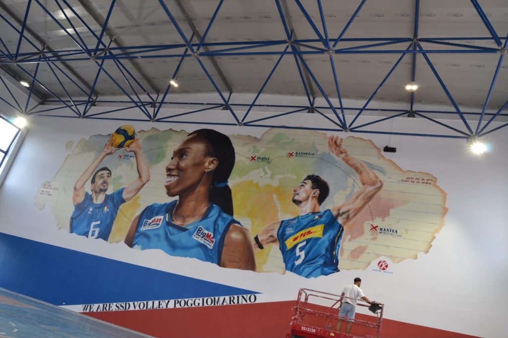 Poggiomarino celebra l’Italvolley: Egonu, Giannelli e Michieletto diventano un murale