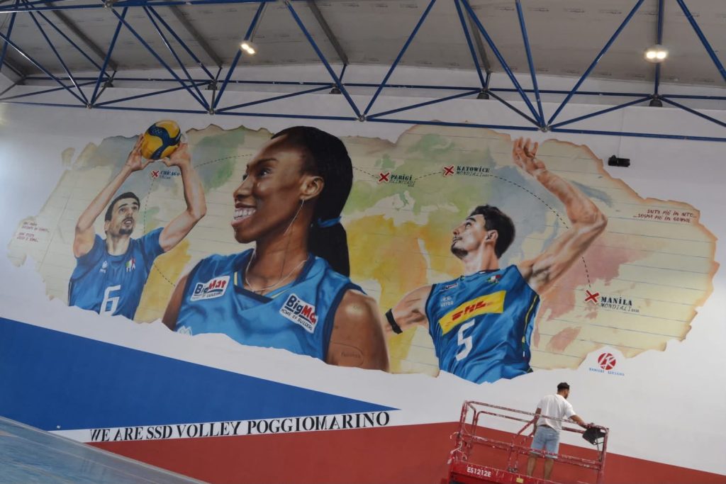 Poggiomarino celebra l’Italvolley: Egonu, Giannelli e Michieletto diventano un murale