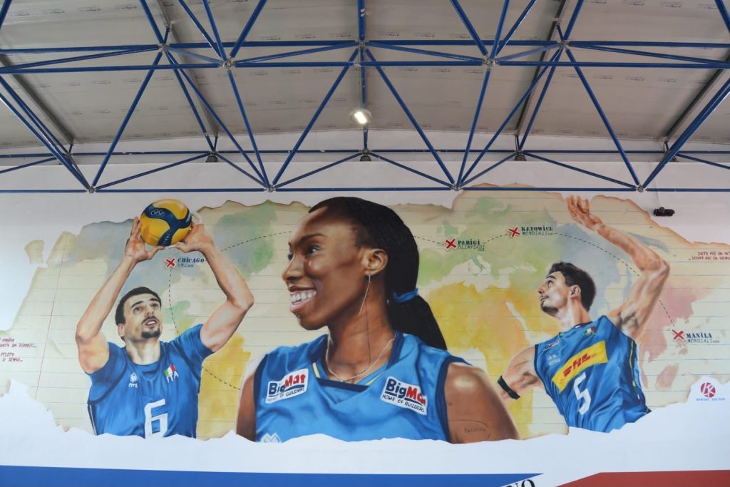 Poggiomarino celebra l’Italvolley: Egonu, Giannelli e Michieletto diventano un murale
