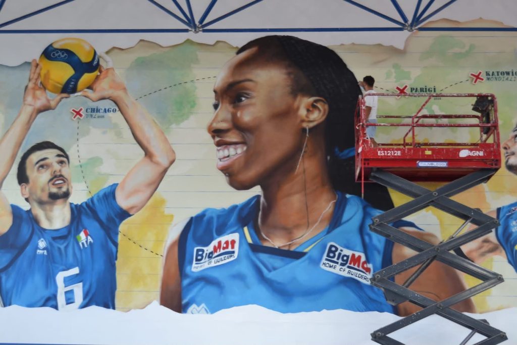 Poggiomarino celebra l’Italvolley: Egonu, Giannelli e Michieletto diventano un murale