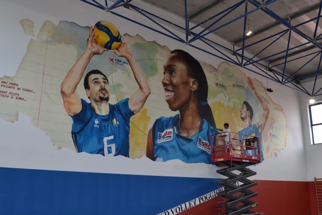 Poggiomarino celebra l’Italvolley: Egonu, Giannelli e Michieletto diventano un murale