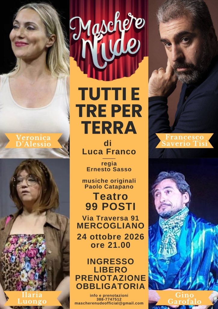 Maschere Nude raddoppia: due serate di teatro gratuito tra risate ed emozioni
