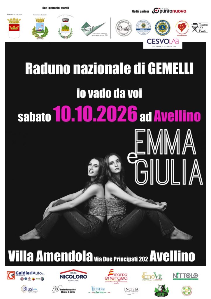 Avellino, i gemelli tornano a incontrarsi: il 9 e 10 ottobre la sesta edizione di “Io vado da voi”