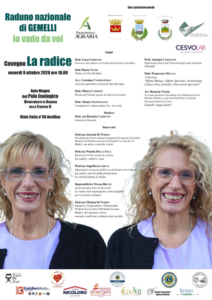 Avellino, i gemelli tornano a incontrarsi: il 9 e 10 ottobre la sesta edizione di “Io vado da voi”