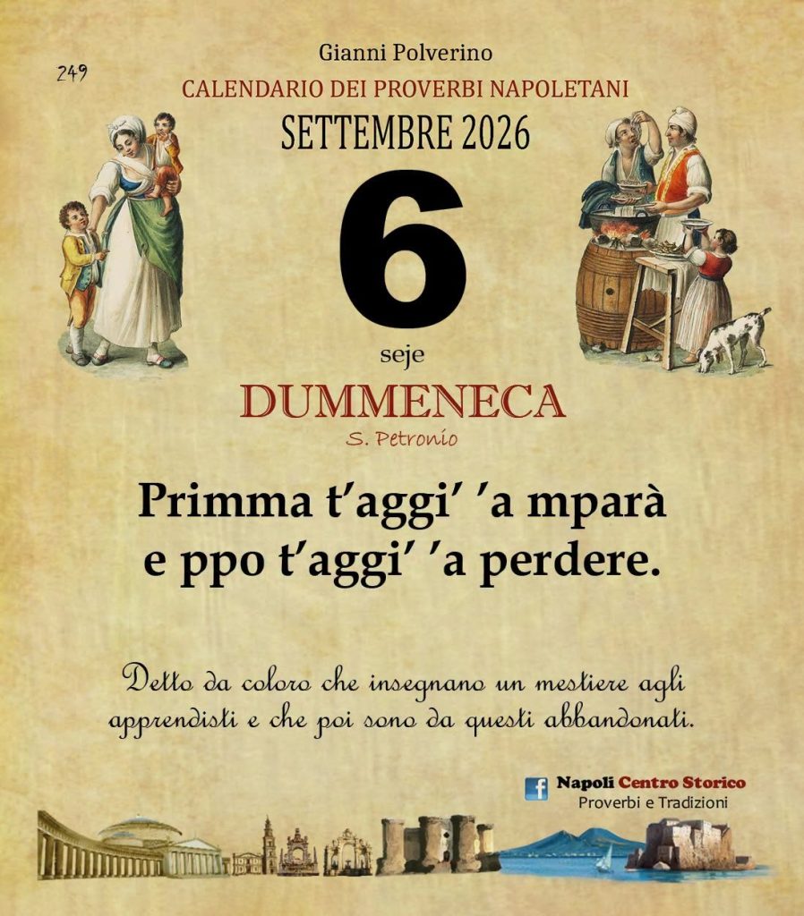 O PRUVERBIO D O JUORNO. Domenica 6 settembre 2026