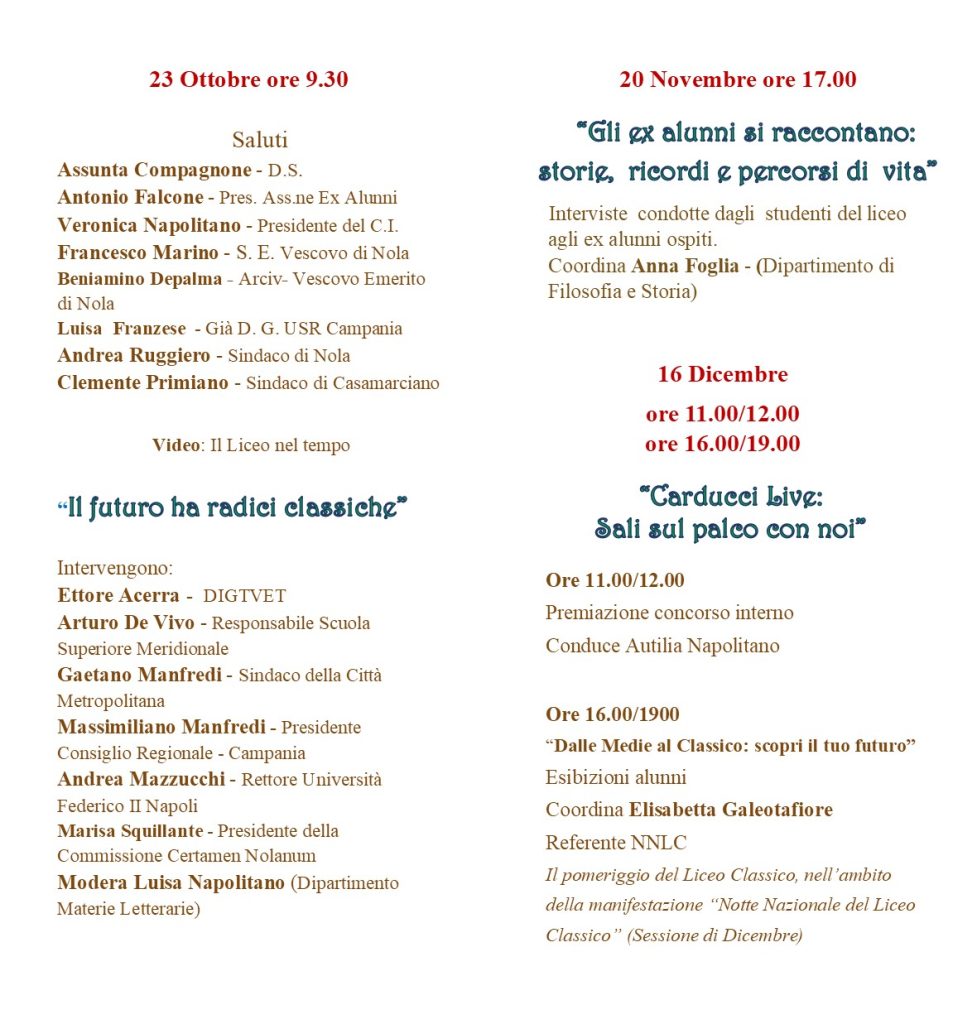 Il liceo Classico “G. Carducci” di Nola celebra 90 anni di storia.