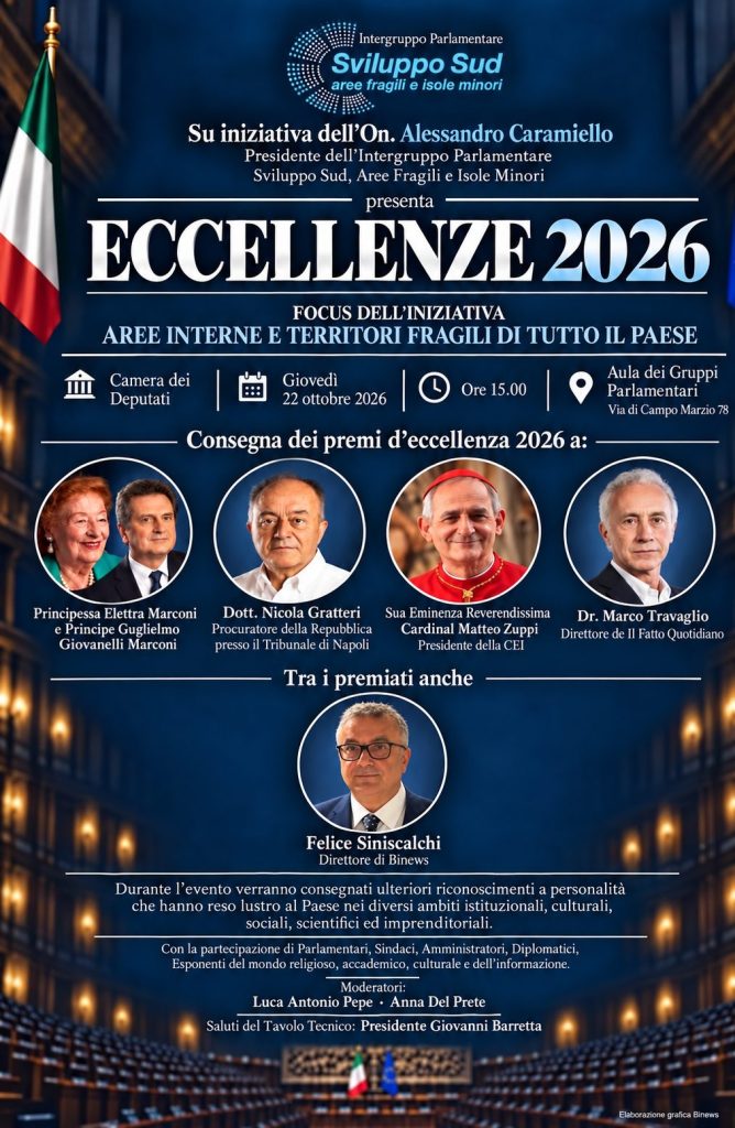 “Eccellenze 2026” alla Camera: tra i premiati anche Felice Siniscalchi, direttore di Binews