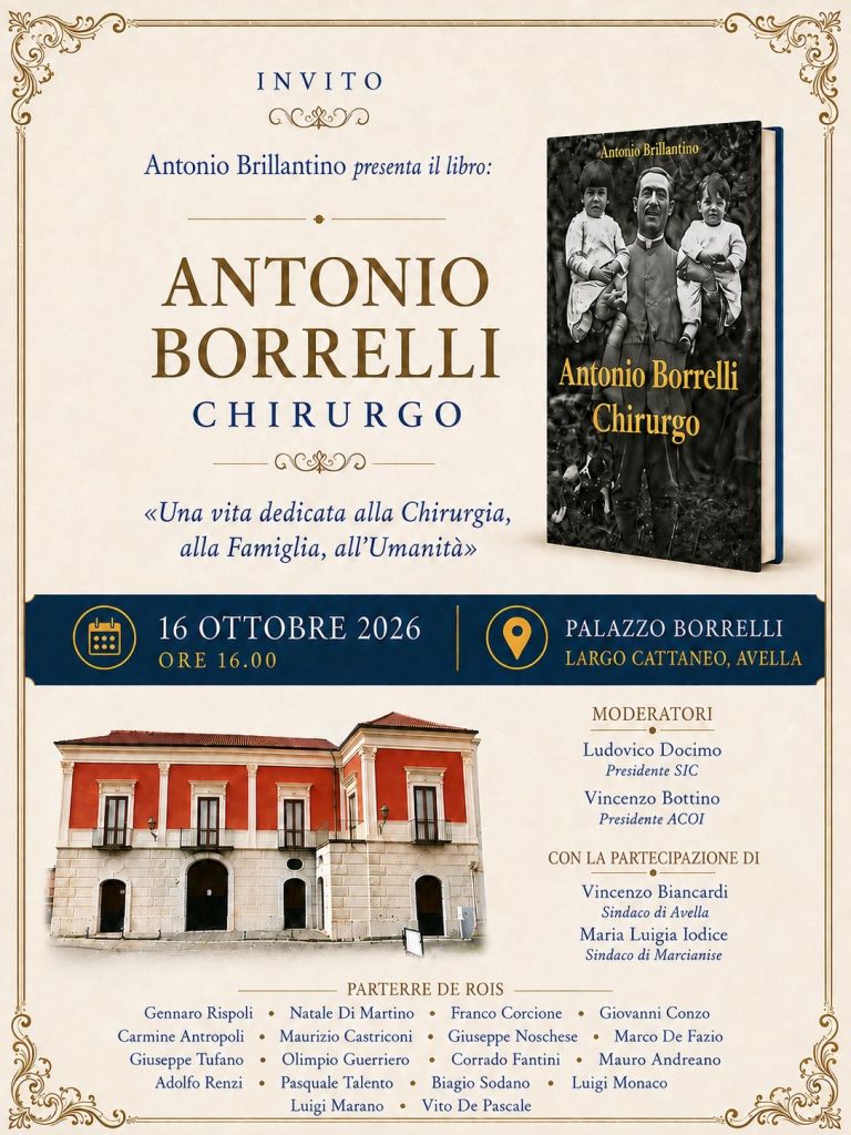 AVELLA – A Palazzo Borrelli la presentazione del libro “Antonio Borrelli Chirurgo”: una vita dedicata alla medicina, alla famiglia e all’umanità AVELLA – A Palazzo Borrelli la presentazione del libro “Antonio Borrelli Chirurgo”: una vita dedicata alla medicina, alla famiglia e all’umanità