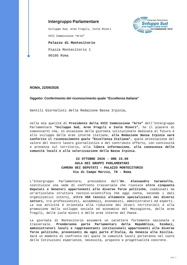 “Eccellenze 2026” alla Camera: tra i premiati anche Felice Siniscalchi, direttore di Binews