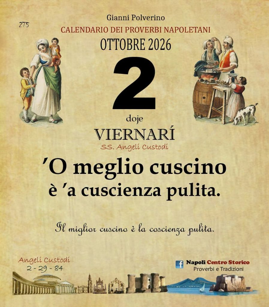 O Pruverbio d’ ‘o juorno. Venerdì 2 ottobre 2026