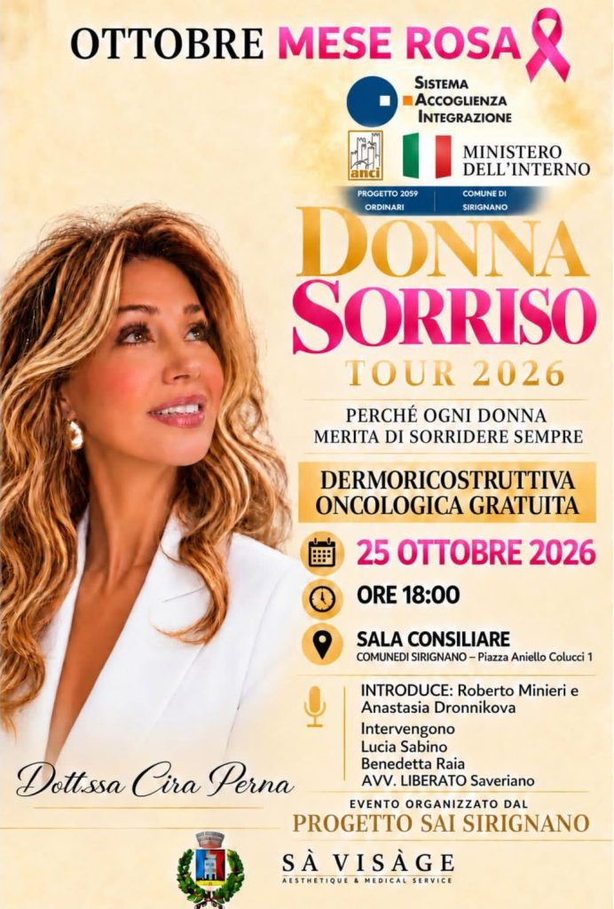 Sirignano, il 25 ottobre “Donna Sorriso”: un incontro dedicato al benessere e all’estetica oncologica Sirignano, il 25 ottobre “Donna Sorriso”: un incontro dedicato al benessere e all’estetica oncologica