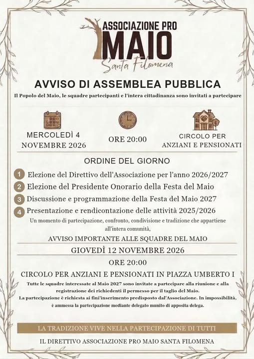 Mugnano del Cardinale, «Il Maio sei tu»: il 4 novembre assemblea aperta ai cittadini Mugnano del Cardinale, «Il Maio sei tu»: il 4 novembre assemblea aperta ai cittadini