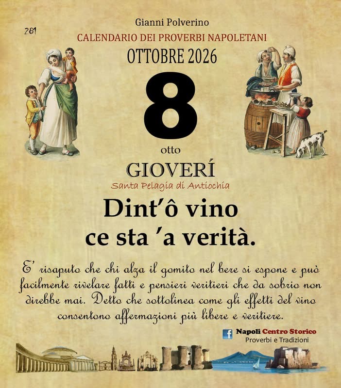 O Pruverbio d’ ‘o juorno. Giovedì 8 settembre 2026 O Pruverbio d’ ‘o juorno. Giovedì 8 settembre 2026