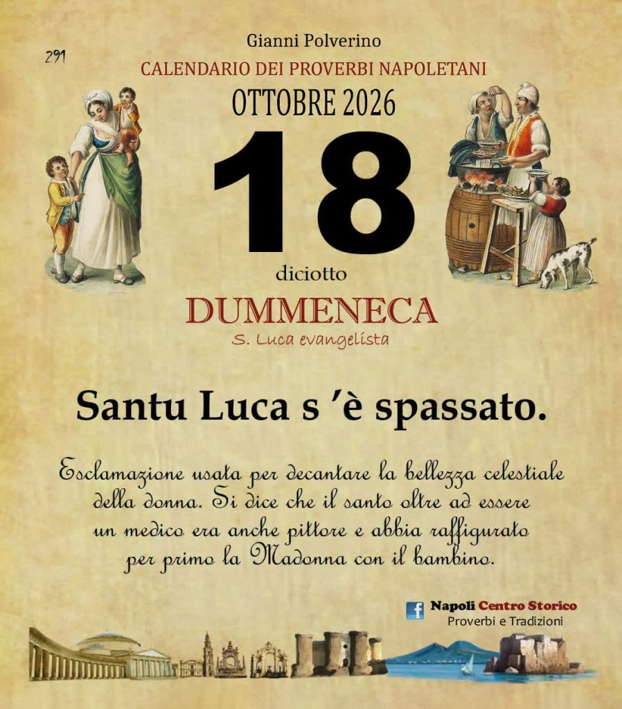 O Pruverbio d’ ‘o juorno. Domenica 18 ottobre 2026