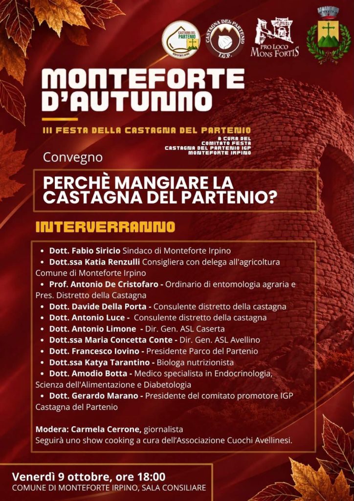 Monteforte d’Autunno, tre appuntamenti tra sapori, tradizioni e storia: si parte con la Festa della Castagna del Partenio