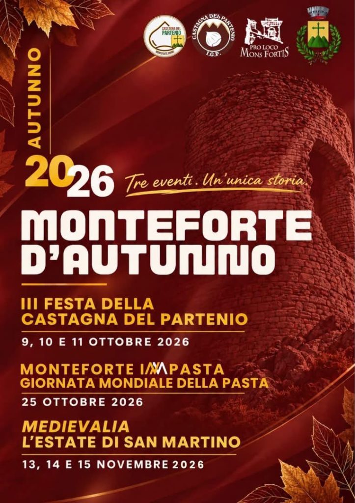 Monteforte d’Autunno, tre appuntamenti tra sapori, tradizioni e storia: si parte con la Festa della Castagna del Partenio