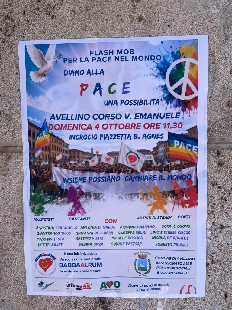 Avellino, domenica il flash mob per la pace: musica e solidarietà lungo Corso Vittorio Emanuele (FOTO)