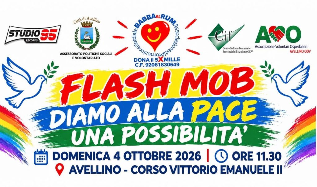 Avellino, domenica il flash mob per la pace: musica e solidarietà lungo Corso Vittorio Emanuele (FOTO)