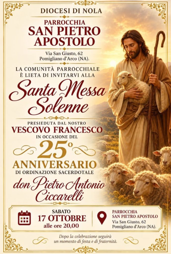 Pomigliano d’Arco, don Pietro Antonio Ciccarelli celebra 25 anni di sacerdozio Pomigliano d’Arco, don Pietro Antonio Ciccarelli celebra 25 anni di sacerdozio