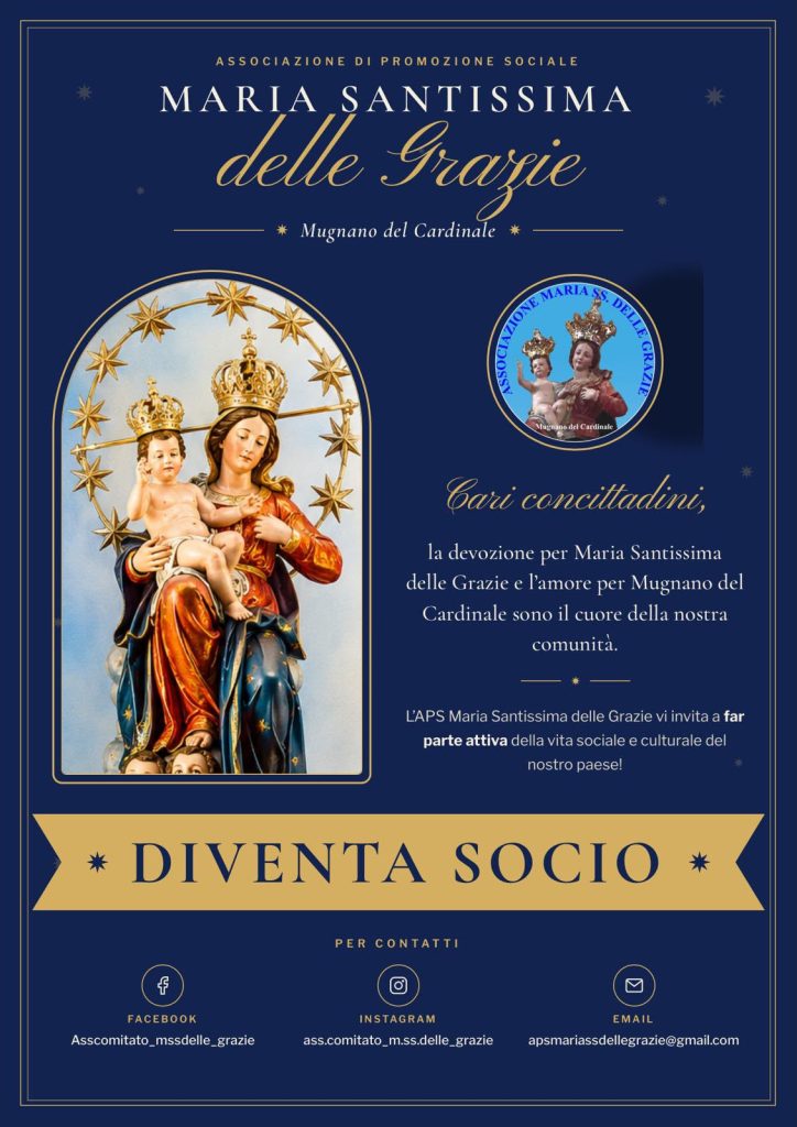 Mugnano del Cardinale, l’APS Maria Santissima delle Grazie invita i cittadini a diventare soci: un impegno per la comunità Mugnano del Cardinale, l’APS Maria Santissima delle Grazie invita i cittadini a diventare soci: un impegno per la comunità