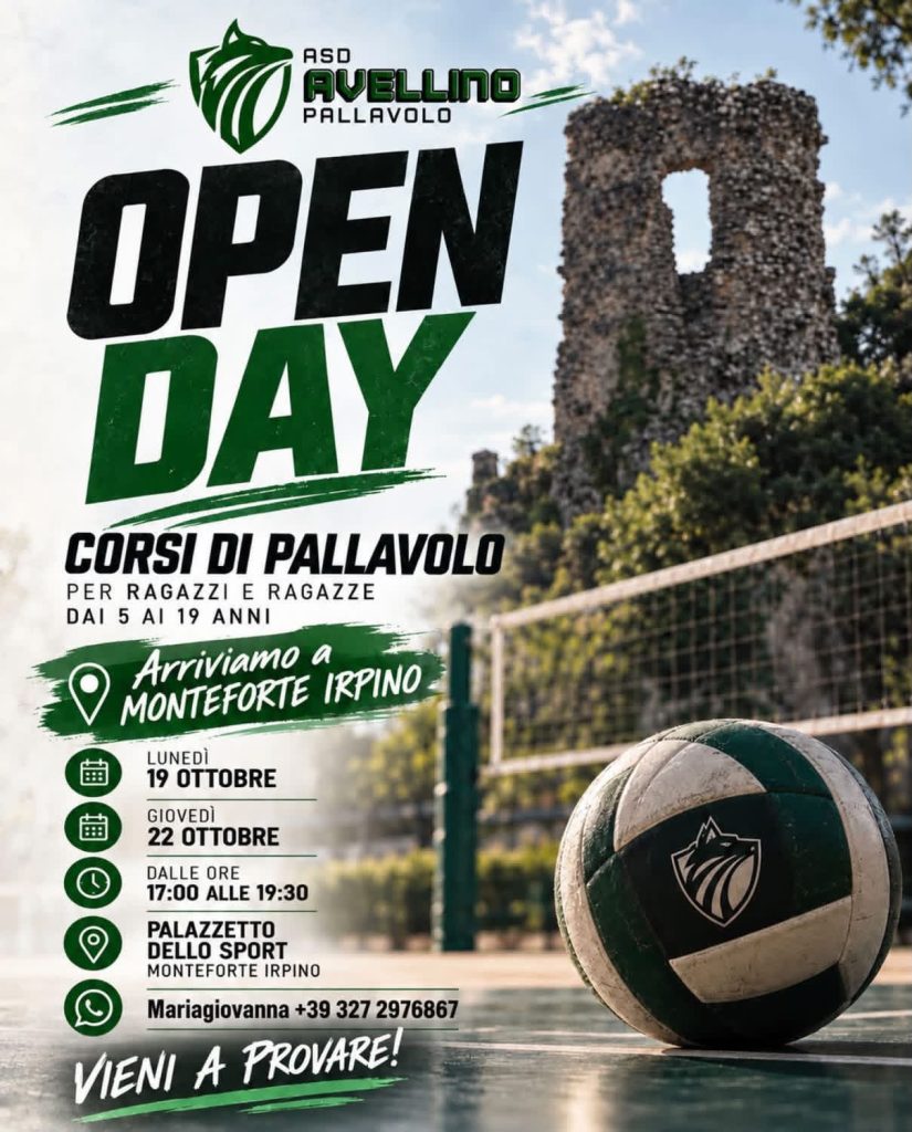 Avellino Pallavolo sbarca a Monteforte Irpino: due Open Day per ragazzi e ragazze dai 5 ai 19 anni Avellino Pallavolo sbarca a Monteforte Irpino: due Open Day per ragazzi e ragazze dai 5 ai 19 anni