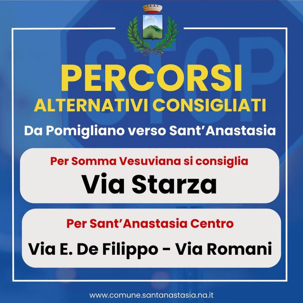 Sant’Anastasia, lavori in via Pomigliano dal 19 al 26 ottobre: senso unico alternato e percorsi alternativi