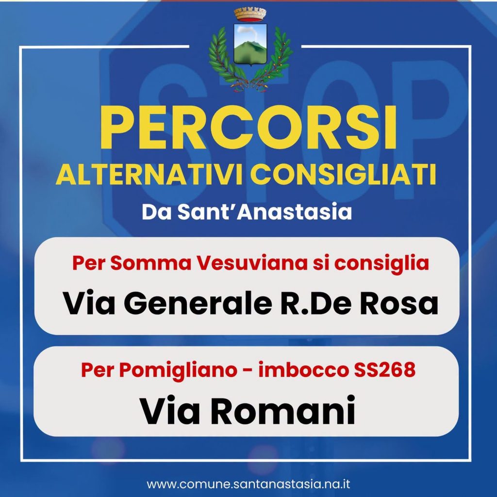 Sant’Anastasia, lavori in via Pomigliano dal 19 al 26 ottobre: senso unico alternato e percorsi alternativi
