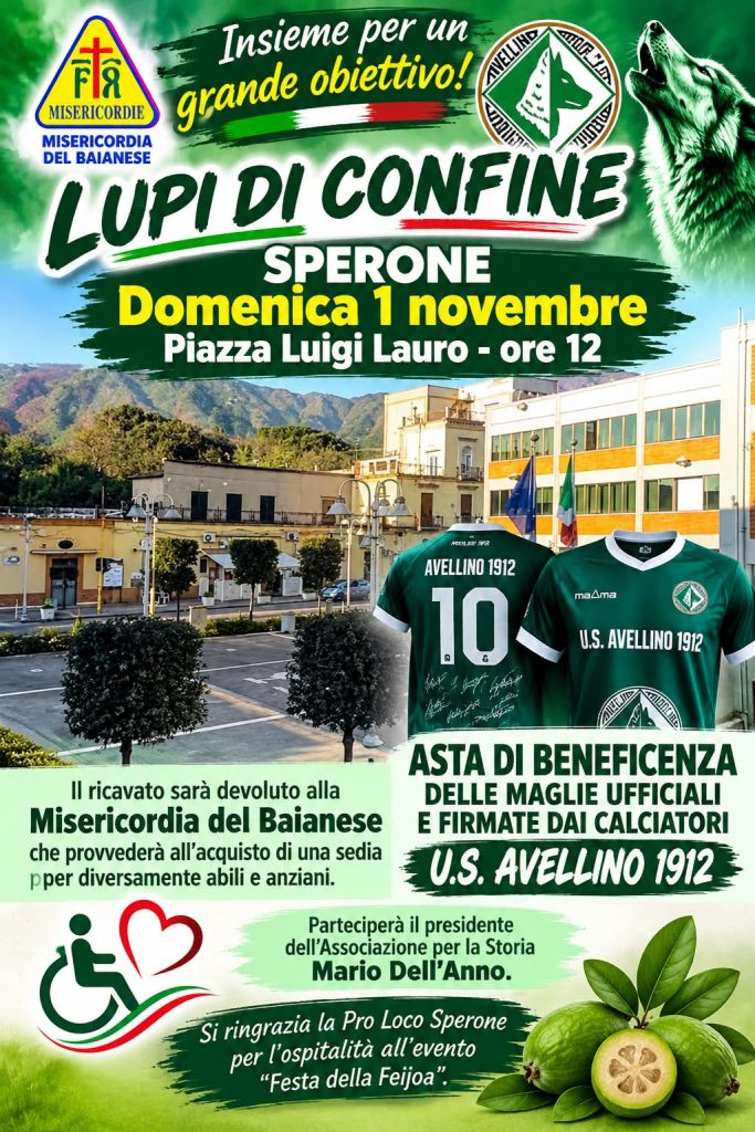 Sperone, all’asta le maglie firmate dell’Avellino: sport e solidarietà alla Festa della Feijoa Sperone, all’asta le maglie firmate dell’Avellino: sport e solidarietà alla Festa della Feijoa