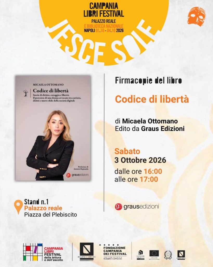 Al Campania Libri Festival il firmacopie di Codice di libertà di Micaela Ottomano Al Campania Libri Festival il firmacopie di Codice di libertà di Micaela Ottomano