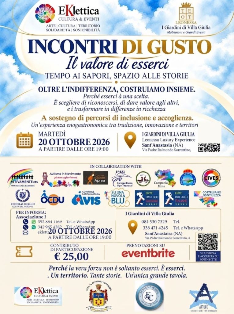 Incontri di Gusto: sapori, territorio e solidarietà si incontrano a SantAnastasia Incontri di Gusto: sapori, territorio e solidarietà si incontrano a SantAnastasia