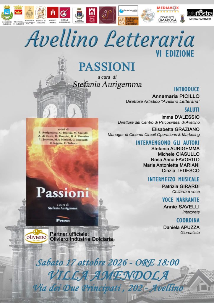 Ad Avellino letteraria: “Passioni”, il libro a cura di Stefania Aurigemma Ad Avellino letteraria: “Passioni”, il libro a cura di Stefania Aurigemma
