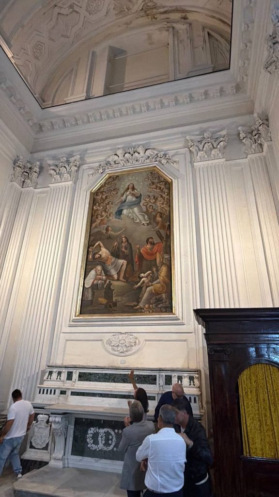 Avella, torna a splendere la “Vergine in gloria e Santi”: presentato il restauro della tela di Odoardo Fischetti del 1821